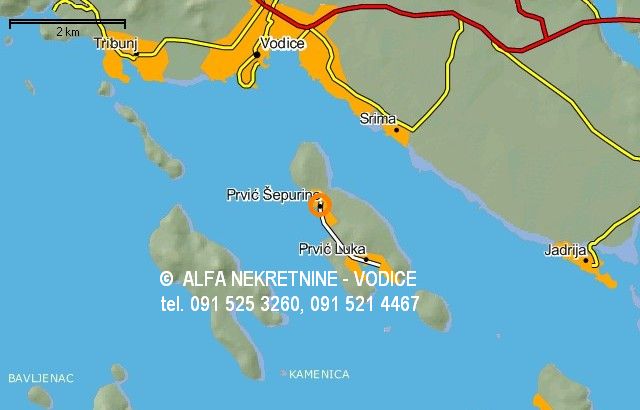 otok prvić karta Croatia, Island Prvic, Prvic Sepurine, waterfront property for  otok prvić karta